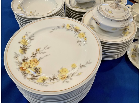 Lot 26- Limoges France China Dinnerware For 12 & Serving Pieces Yellow Rose