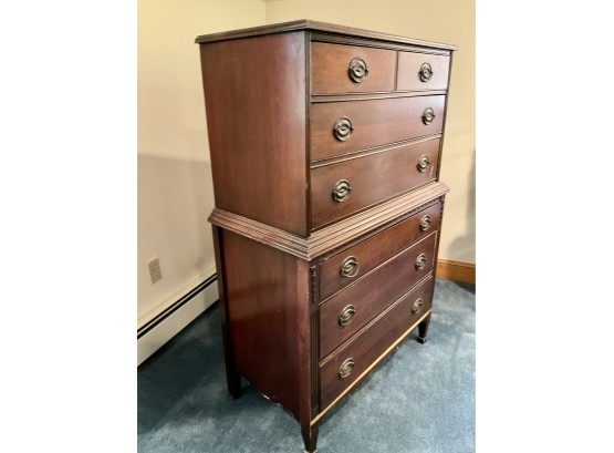 Lot 139- Vintage Mahogany Tall Dresser Bureau - 7 Drawers