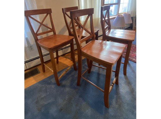 Lot 61 - 4 Wood Bar Stools