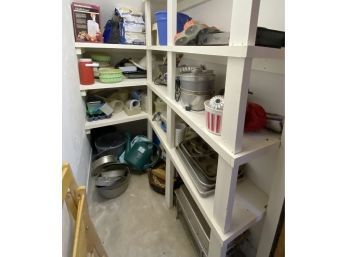 Lot 293 - Closet Full Of Fun! Vintage Pots And Pans, Stovetop Burner, Juicer, Thermos, Tupperware  And More!