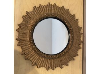 Lot 70- Antique Round Sunburst  Sun Gold Painted Mirror 17 Inches