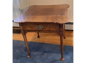 Lot 66- Oak End Table With Dovetailed Drawer 24 X 24 X 23