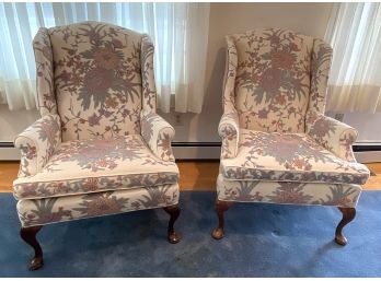 Lot 16 - Stunning! Pair Of Pennsylvania House Queen Ann Consensus 50 Wingback Chairs - Gorgeous! Crewel