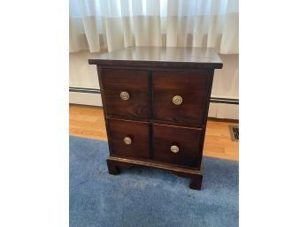 Lot 13- Vintage Dark Pine End Table - 2 Drawers - Dovetailed