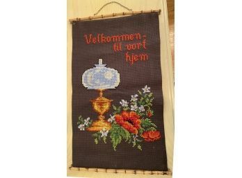 Lot 86 - Vintage Norwegian Embroidery On Bamboo Holders 15x25