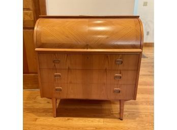 Lot 31- Danish Modern Teak Roll Top Desk