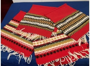 Lot 195 - 4 Red Wool Norwegian Table Runners