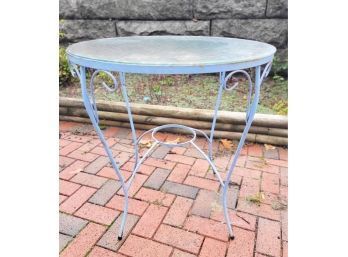 Lot 235 - Wrought Iron Glass Round Top Patio 28 Inch Table