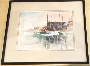 Lot 43- Sailboats Original Watercolor Art By Be Lloen? 21 Inches X 17 Inches