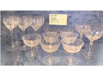 Lot 36- Vintage Stemware Etched 15 Pieces