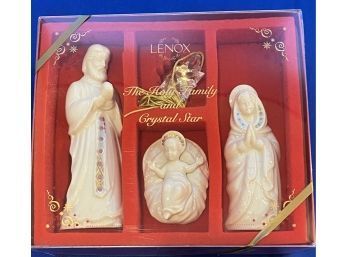 Lot 107- New In Box Lenox Holy Family And Crystal Star - Great For Gift! Christmas