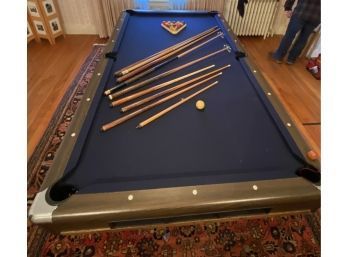 Lot 52- Slate Pool Table - New Black Felt - Slate - 8 Feet 1 Inch X 4 Feet 5 Inches