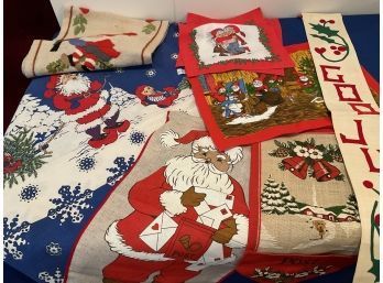 Lot 192 - Vintage Norwegian Christmas Linens Tablecloth - God Jul - Runners 9 Pcs