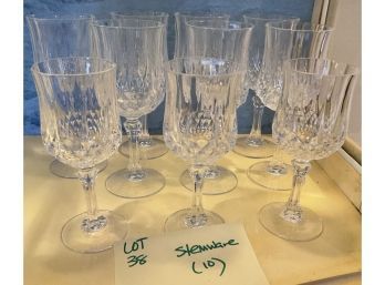 Lot 38- Crystal Stemware Wine Glasses 10 Pieces