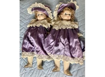 Lot 142 - German Pair Of Francine Cee Porcelain Dolls  25 Inches