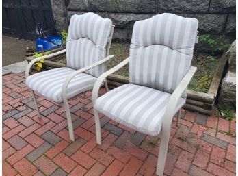 Lot 234 - Pair Of 2 Metal Patio Outdoor Chairs With Cushions