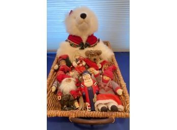 Lot 98 - Norwegian Christmas Lot Of Trolls, Dolls, Paul Bonner Norway - Nice Basket