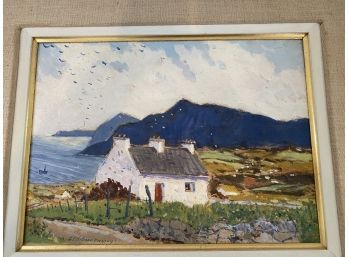 Lot 55- Original Painting  Frenchy Sea Side Home By Artist G. T. Hilliard 22 X 17 Inches