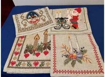 194- Stunning Hand Made Embroidered Norwegian Christmas Table Runners Linens (4)