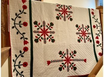 Lot 147 - King Size Swedish Appliqued Quilt Light Weight Bedspread As Is