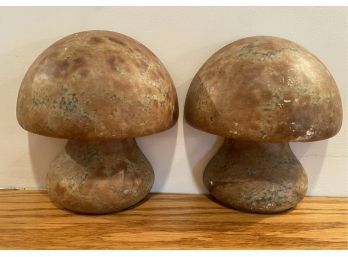 Lot 81: Funky Cool Vintage Pair Of 2 Marble Mushroom Book Ends - Italian?