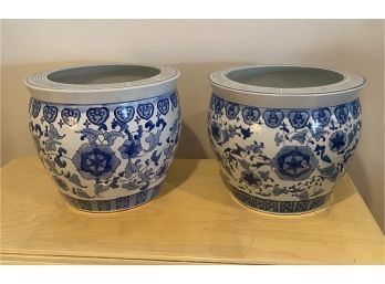 Lot 62- Two Large Asian Planters 14 Inches X 12 Inches