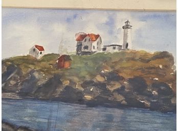 Lot 68- Lighthouse Painting On Board Y. Collins 1989 As Is 17 Inches X 13 Inches