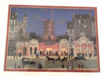 Lot 83 - Lot Of 2-  Michel Delacroix - Paris Folk Art Lithos - Moulin Rouge - Le Kiosque