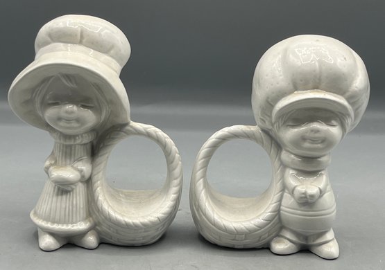 Decorative Ceramic Napkin Rings - 2 Total