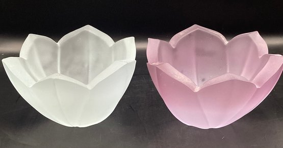 Lenox Tulip Shaped Frosted Glass Bowls- 2 Pieces