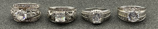 925 Silver Cubic Zirconia Rings - 4 Total - 1.05 OZT Total
