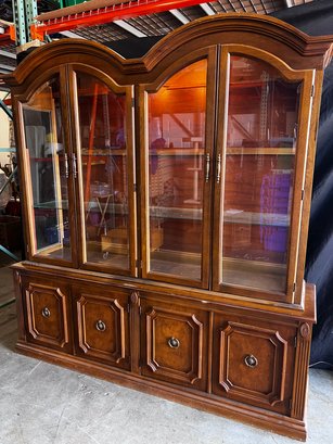 Wood China Cabinet With Interior Display Lights