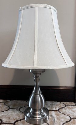Silver Tone Table Lamp Base With Shade