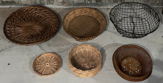 Assorted Wicker Baskets - 5 Total