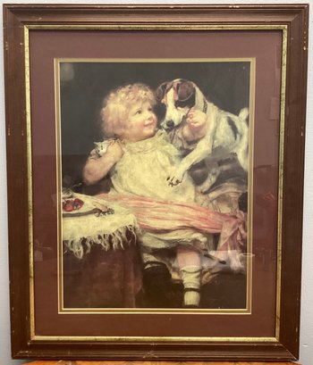 'an Uninvited Guest' Little Girl With Jack Russell Terrier Framed Print
