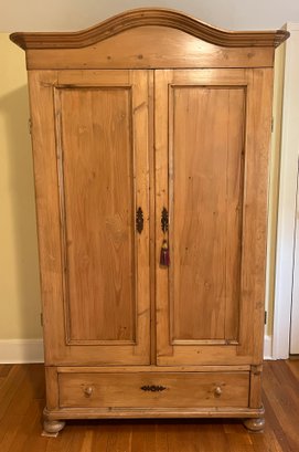 Solid Wood Armoire With Drawer - Key Included