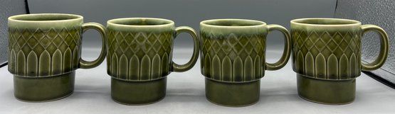 Ceramic Glazed Mug Set - Made In Japan - 4 Total