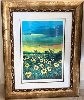 David Najar 'sunflowers At Dusk' Signed And Framed Lithograph