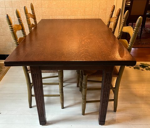 Solid Wood Dining Table With 4 Chairs