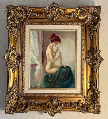 Vintage Rarion Signed Oil On Canvas Framed - Nude Women