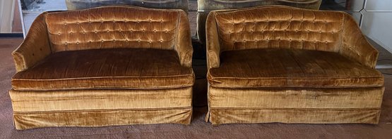 Vintage Custom Upholstered Tufted Loveseats - 2 Total