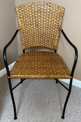 Crate & Barrel Wrought Iron Wicker Arm Chair