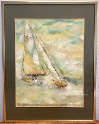 'winter Sailing' Signed Watercolor Painting