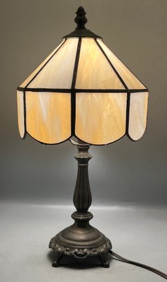 Decorative Metal Slag Panel Table Lamp
