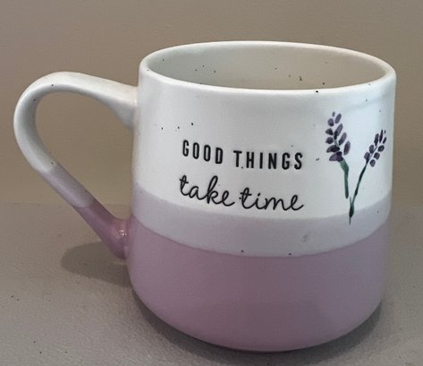 Morning Meadow 'good Things Take Time' Lavender Ceramic Mug