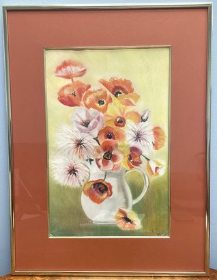 E.s. Signed Pastel Floral Framed # 6/77