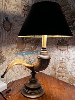 Chapman Vintage Faux Ram Horn And Brass Lamp