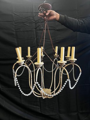 9 Arm Chandelier With Draped Beaded Detailing