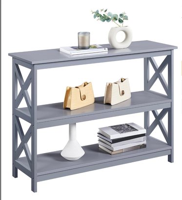 Yaheetech Gray Console/ Entryway Table With 3 Shelves- New In Box, Not Assembled