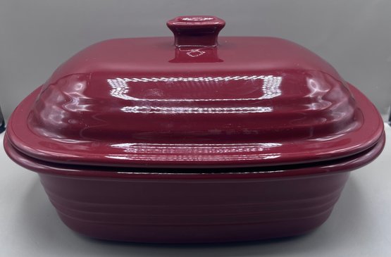 Pampered Chef 3.1Qt Mini Deep Covered Stoneware Baker - Cranberry